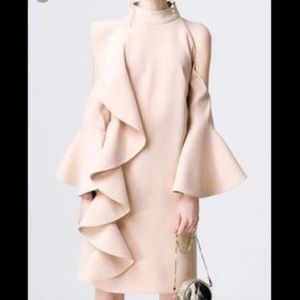 Blush cold shoulder cocktail dress